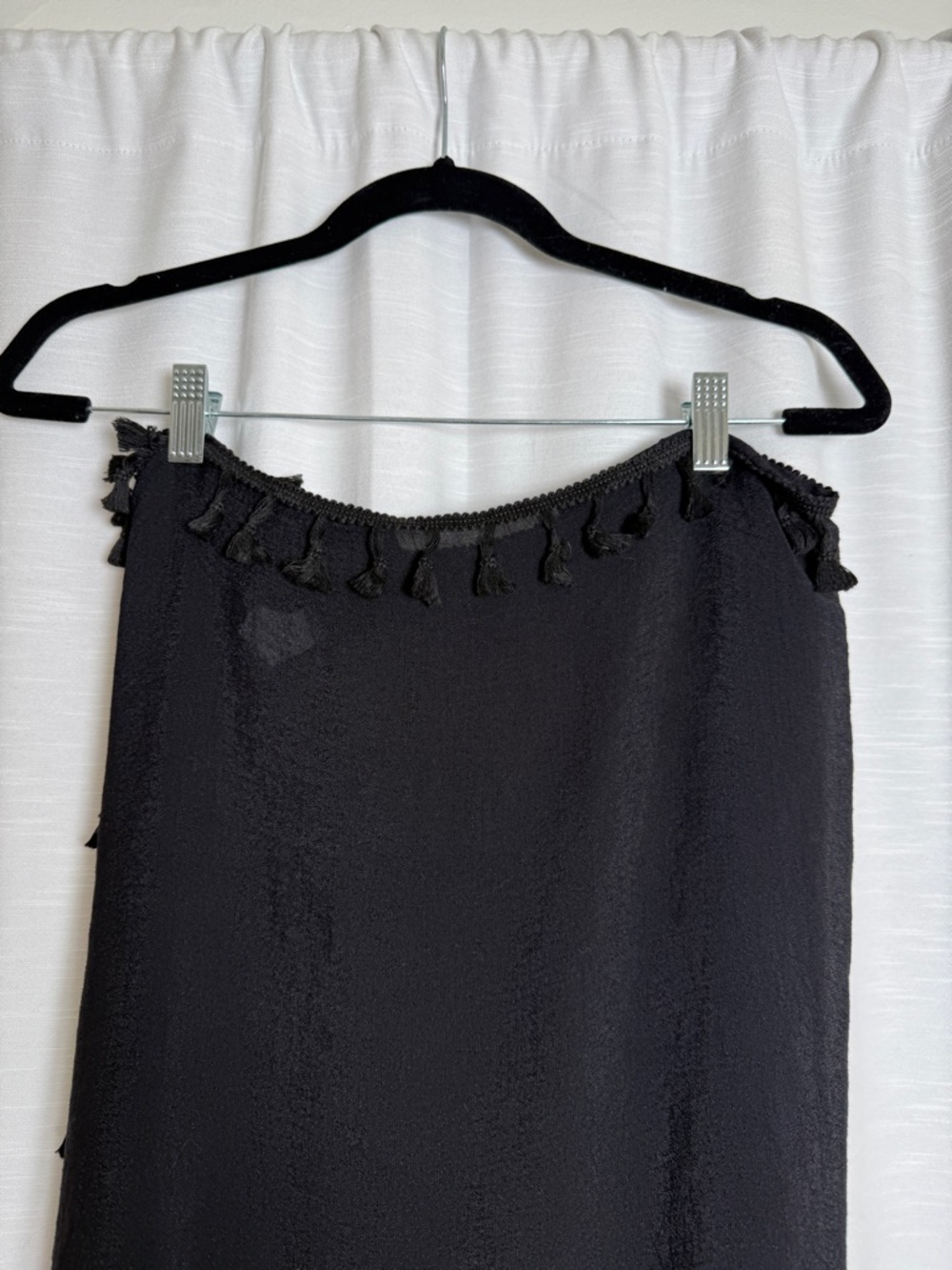 Black Tassel Sarong Cover Up Multi Way Wrap Skirt Dress Beach Resort | Size O/S - Picture 8 of 12